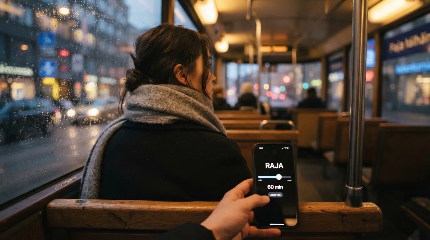 Sadepisaroita raitiovaunun ikkunassa, takana hämärtyvä katu ja kädessä pehmeä villahuivi — suomalaiset rahapelit netissä